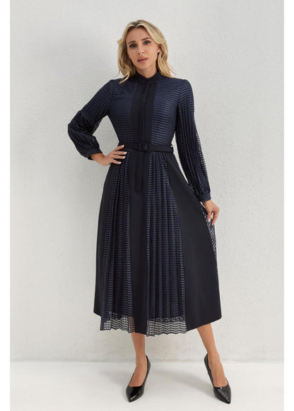 Deep Navy Bloom Midi Dress in XS - Deep Navy Dress Shirt
