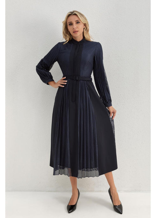 Deep Navy Bloom Midi Dress in XS - Deep Navy Dress Shirt