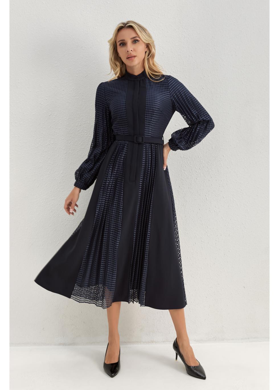 Deep Navy Bloom Midi Dress view 6 - Deep Navy Dress Shirt