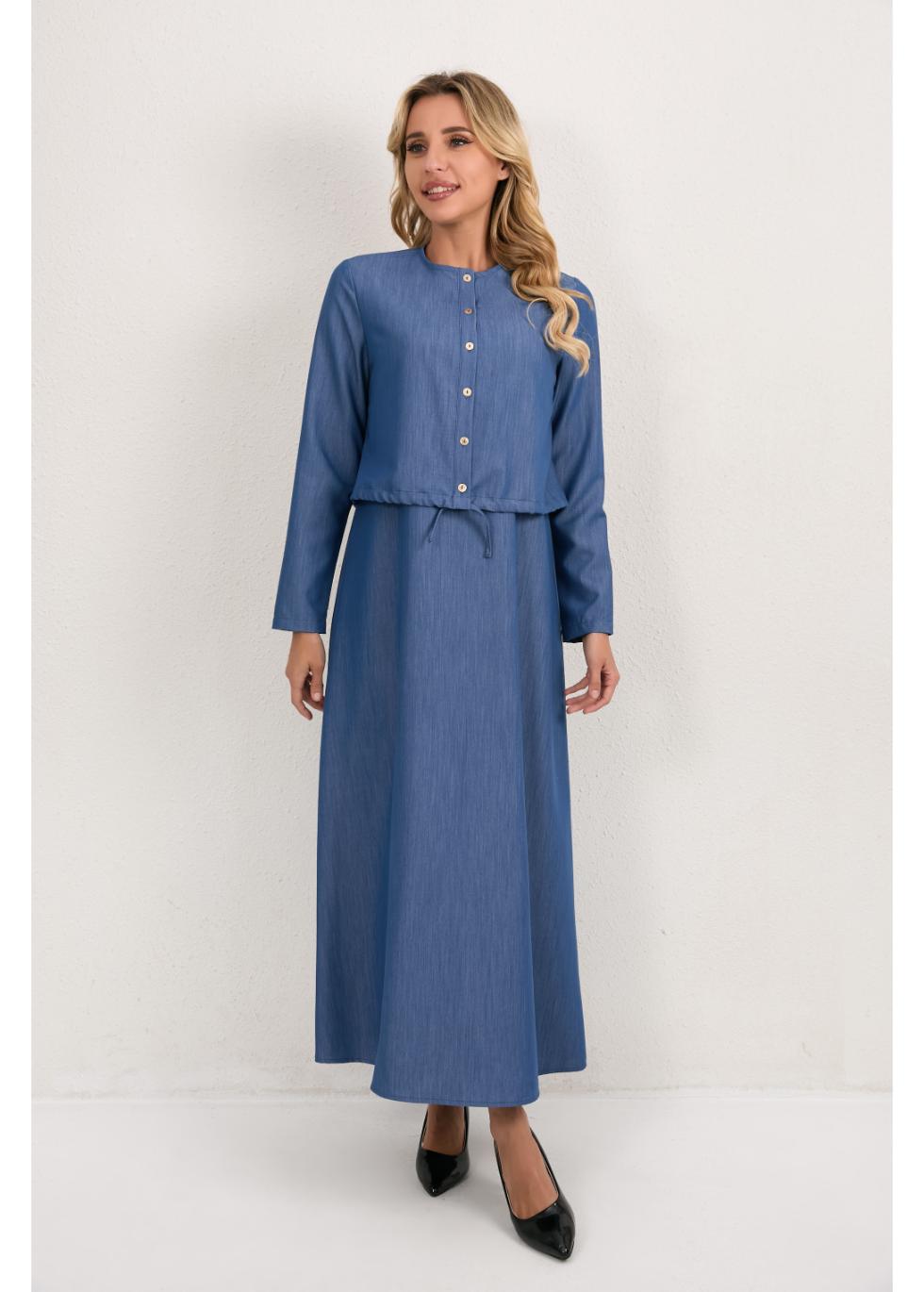 Deep Ocean Blue Midi Set in L view 4 - Deep Water Setting On Whirlpool Washer (dress)