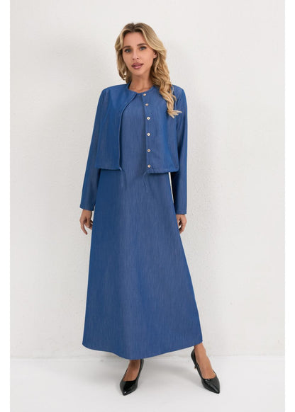 Deep Ocean Blue Midi Set in S view 2 - Deep Water Setting On Whirlpool Washer (dress)