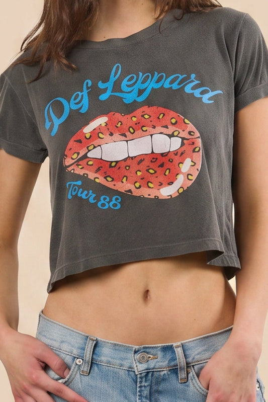 Def Leppard Tour of 1988 Cropped Tee in S view 2 - Def Leppard Tee Shirt (top)