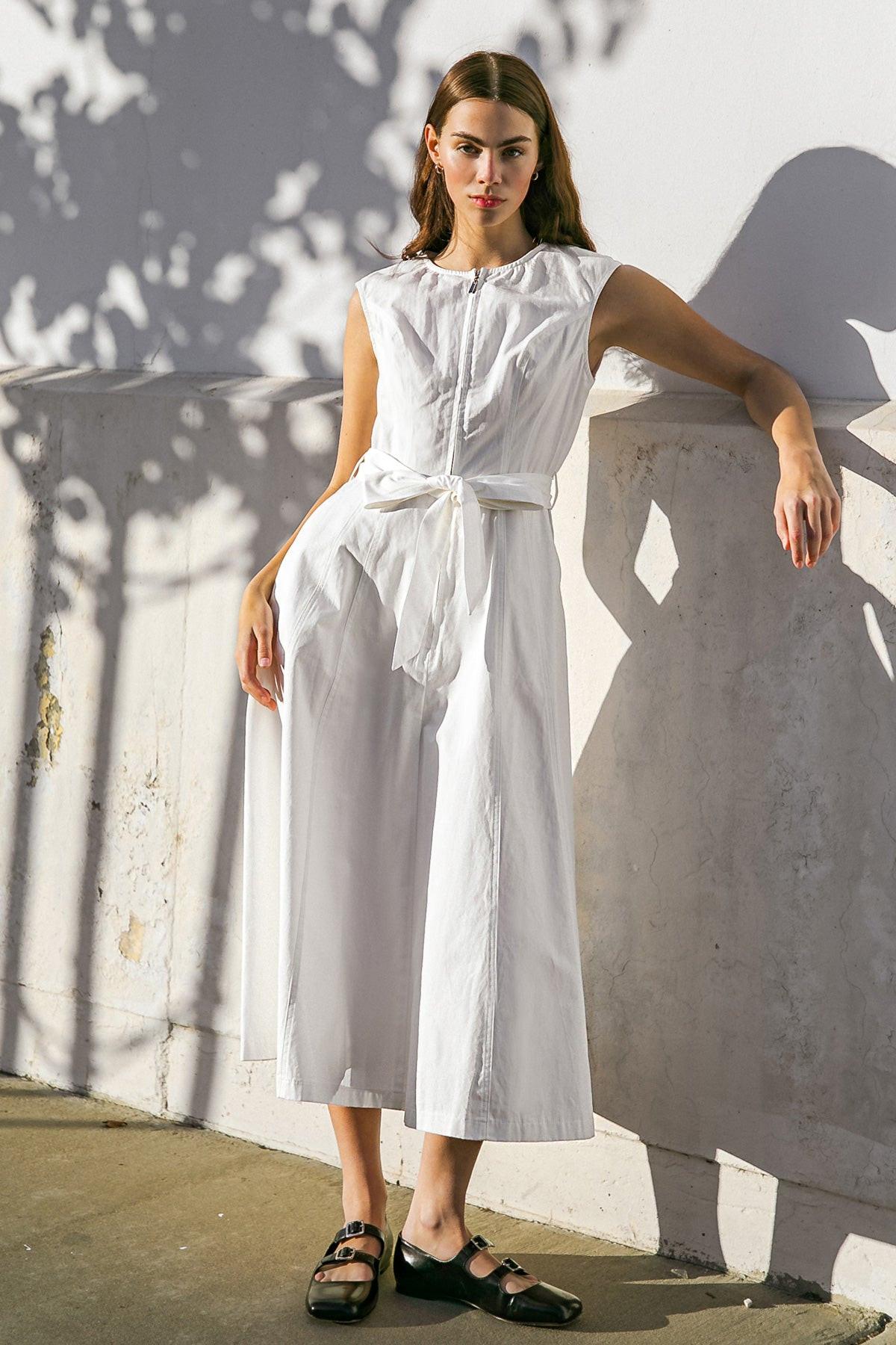 Delicate Dreams Woven Midi Dress in WHITE