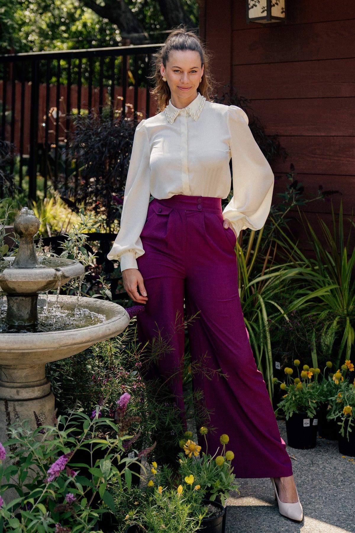 Delicate Feelings Woven Pants in TEAL (bottom)