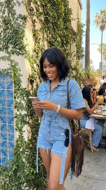 Denim Dazzle Romper - MeeeShop Women's Fashion