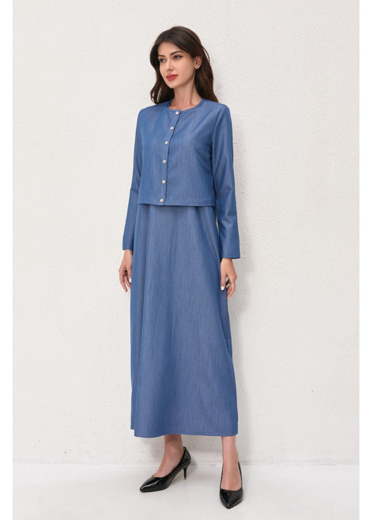 Denim Grace Two-piece Set S view 2 (piece) - vita grace denim set, denim grace, grace denim pants - shop at us.meeeshop