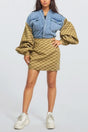 Denim & Monogram Puff Sleeve Two-piece Set