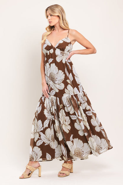 Desert Bloom Woven Maxi Dress in BROWN view 4 - Desert Flower Dress