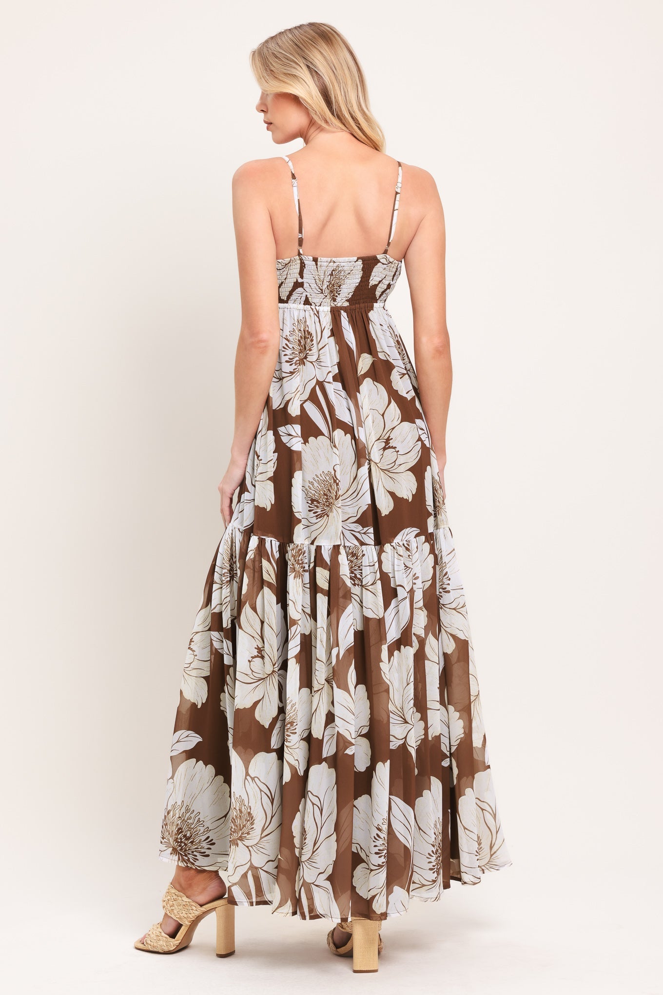 Desert Bloom Woven Maxi Dress in BROWN view 6 - Desert Flower Dress