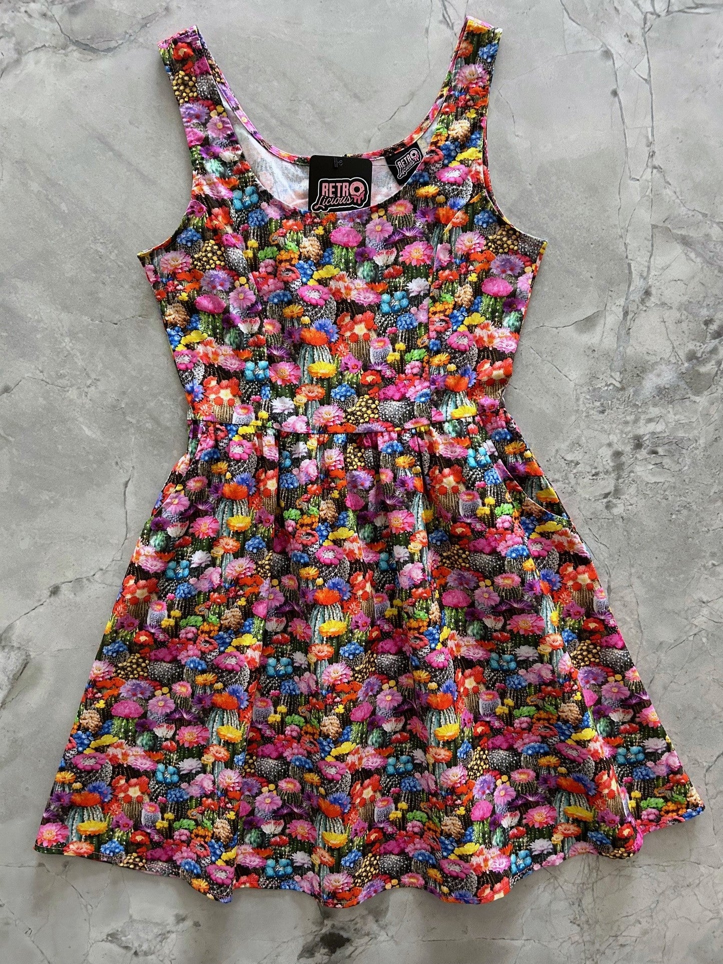 Desert Blooms Shorter Length Fit & Flare Dress in M view 3 - Desert Blooms Knit Dress
