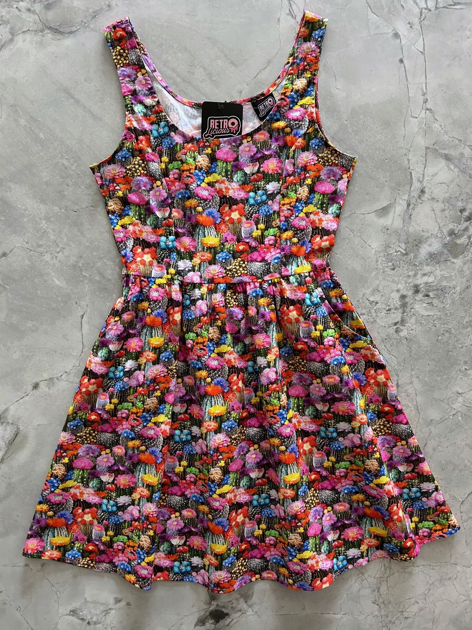 Desert Blooms Shorter Length Fit & Flare Dress in M view 3 - Desert Blooms Knit Dress