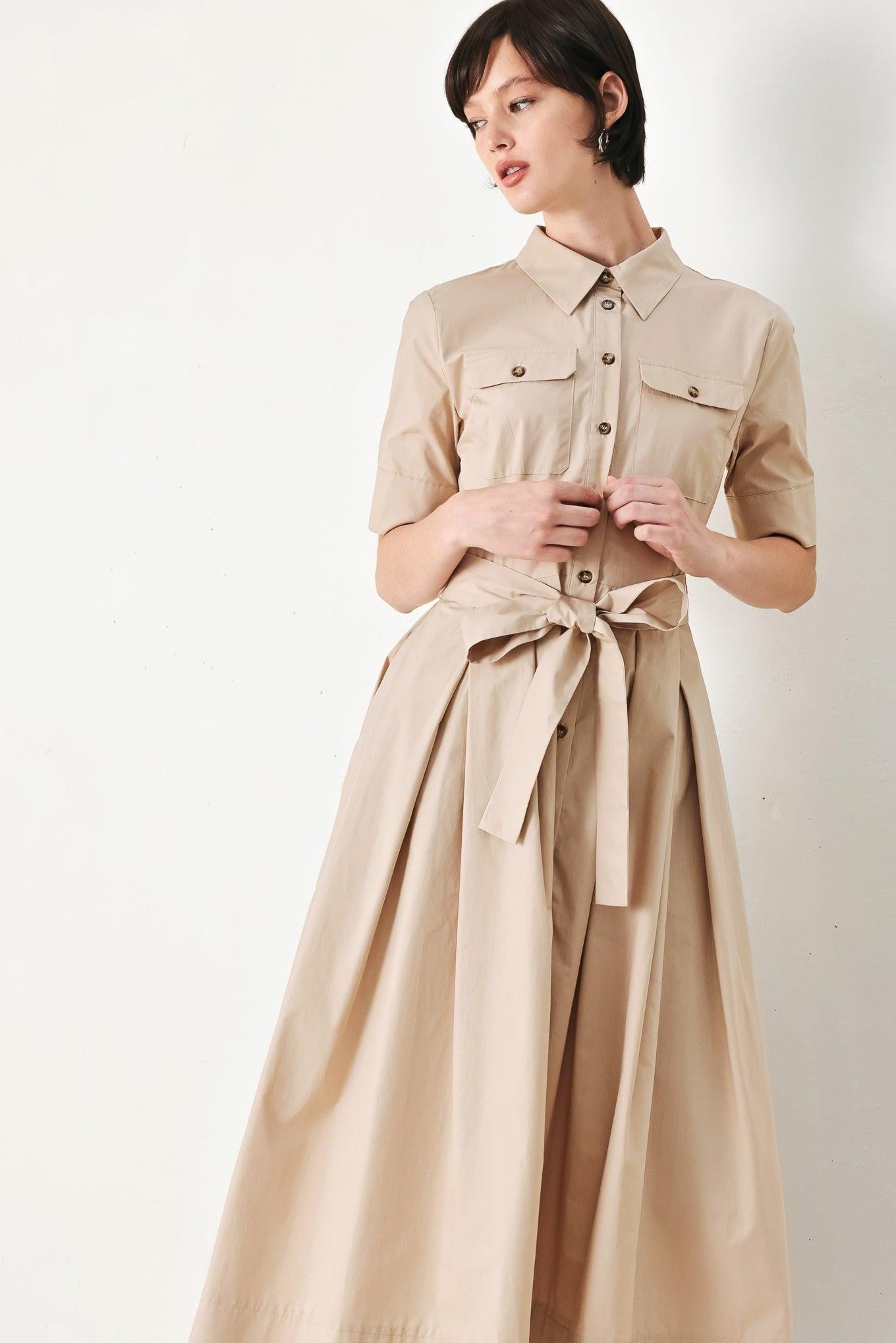 Desert Icon Woven Midi Shirt Dress in BROWN view 4