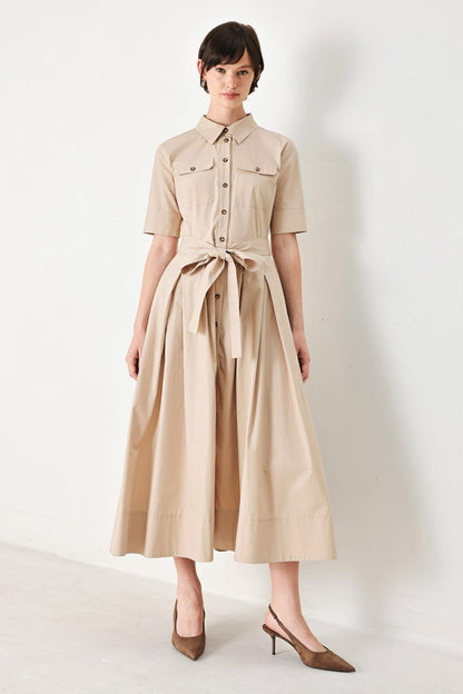 Desert Icon Woven Midi Shirt Dress in NEUTRAL view 3