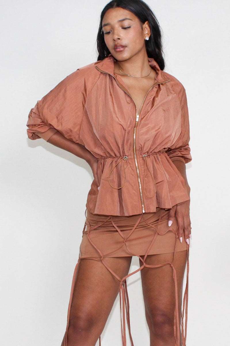 Desert Rose: Cinched Waist Windbreaker and Tassel Skirt Set view 4 - Desert Flower Skirt