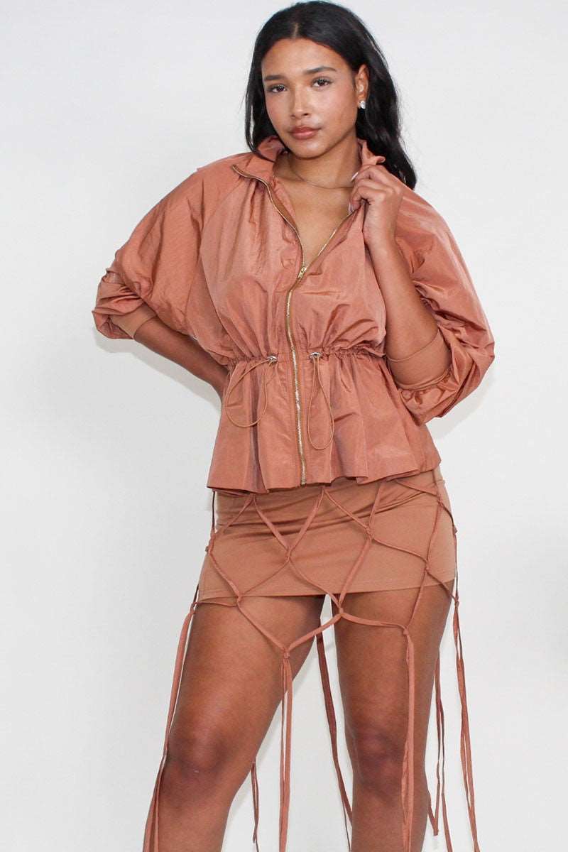 Desert Rose: Cinched Waist Windbreaker and Tassel Skirt Set view 5 - Desert Flower Skirt