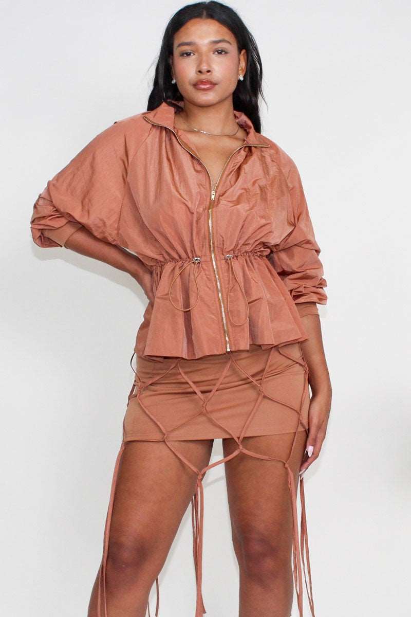 Desert Rose: Cinched Waist Windbreaker and Tassel Skirt Set view 7 - Desert Flower Skirt