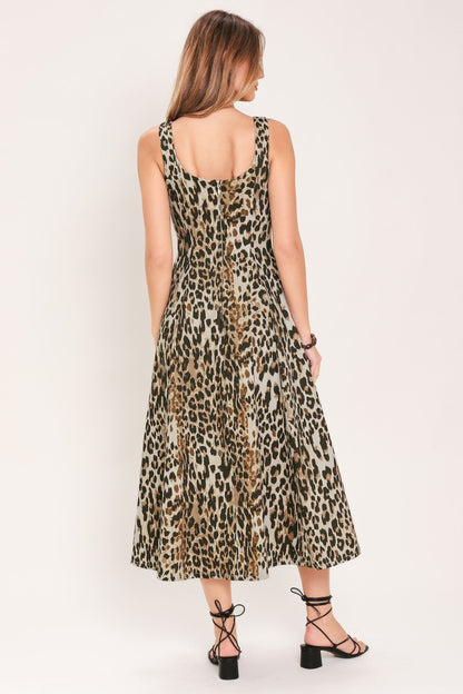 Desert Rose Leopard Woven Midi Dress in LEOPARD view 6 - Desert Rose Dress For Wedding