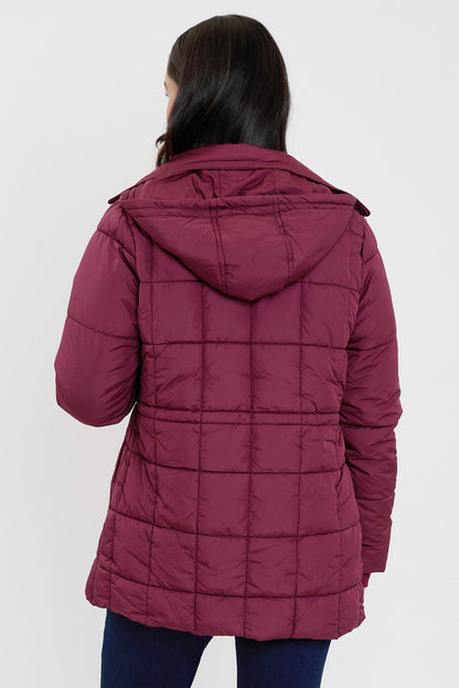 Detailed Snap Puffer Jacket in Beige view 5 - Full Snap Jacket (layer)