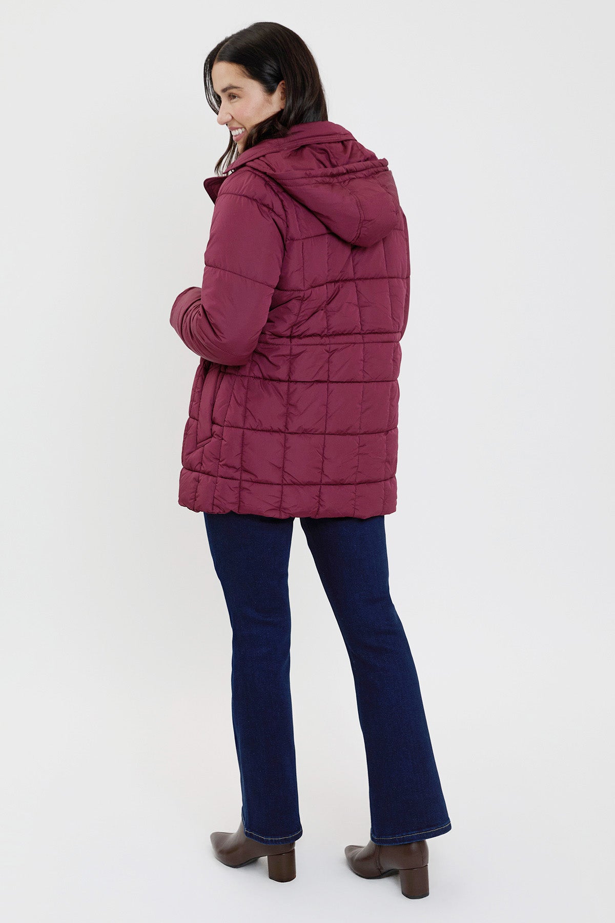 Detailed Snap Puffer Jacket in Beige view 7 - Full Snap Jacket (layer)