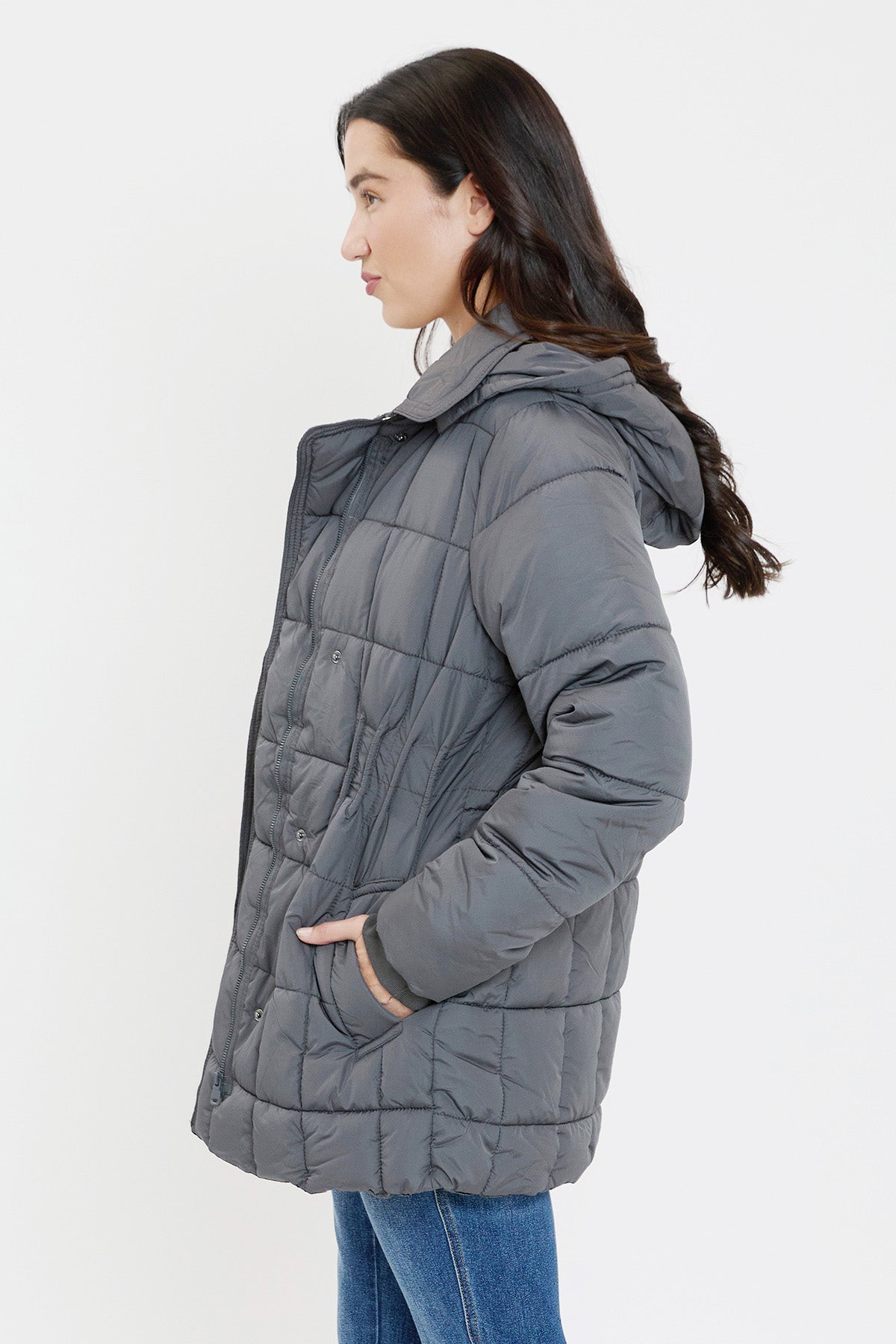 Detailed Snap Puffer Jacket in Black view 17 - Full Snap Jacket (layer)