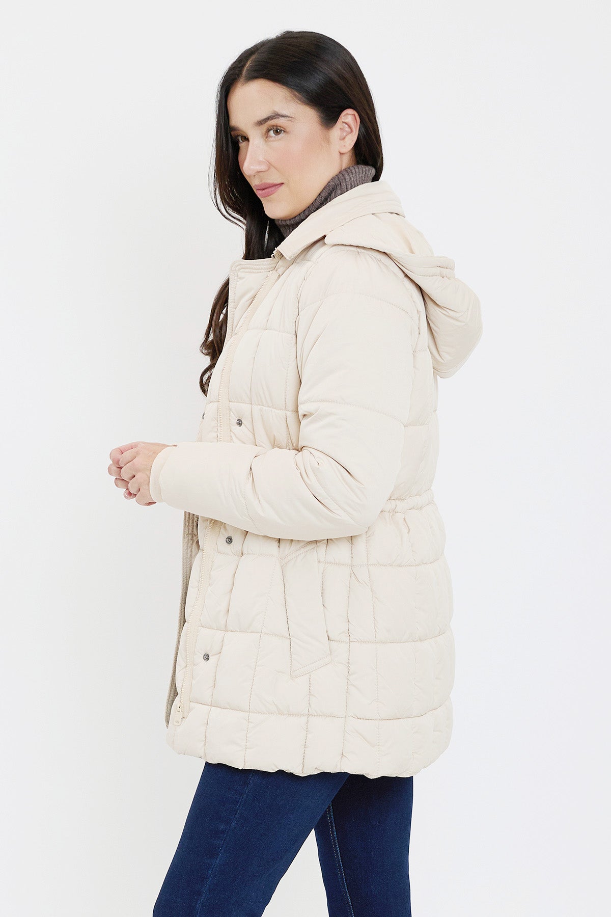 Detailed Snap Puffer Jacket in Charcoal view 11 - Full Snap Jacket (layer)