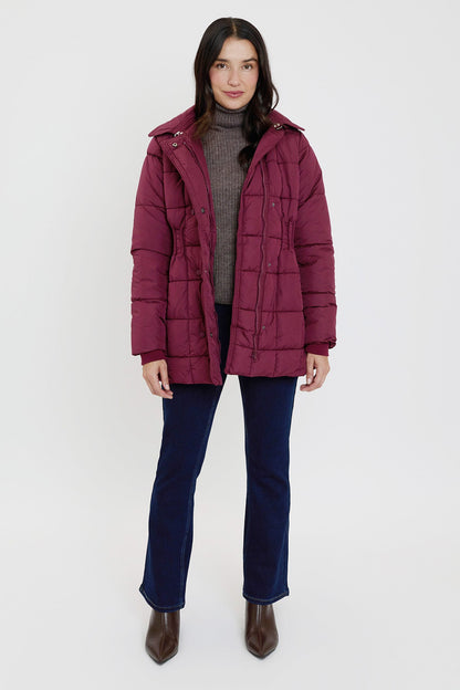 Detailed Snap Puffer Jacket in Charcoal view 9 - Full Snap Jacket (layer)