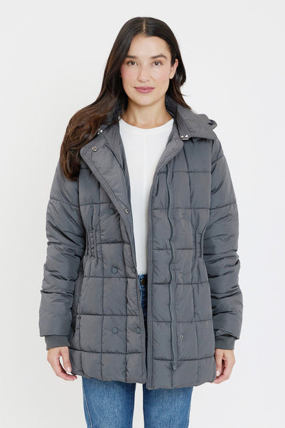 Detailed Snap Puffer Jacket in Olive view 16 - Full Snap Jacket (layer)