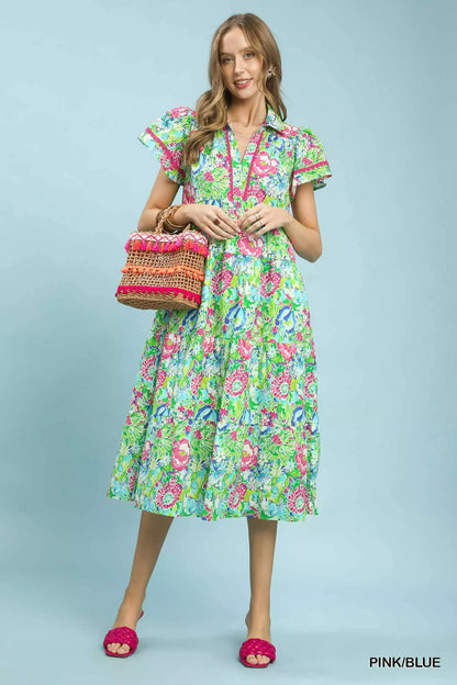 umgee bold mixed Umgee Bold Mixed Floral Tiered Midi Dress view 5 (dress) - shop at us.meeeshop