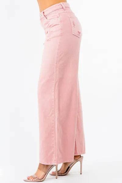 American Bazi High Waist Distressed Wide Leg Jeans - us.meeeshop