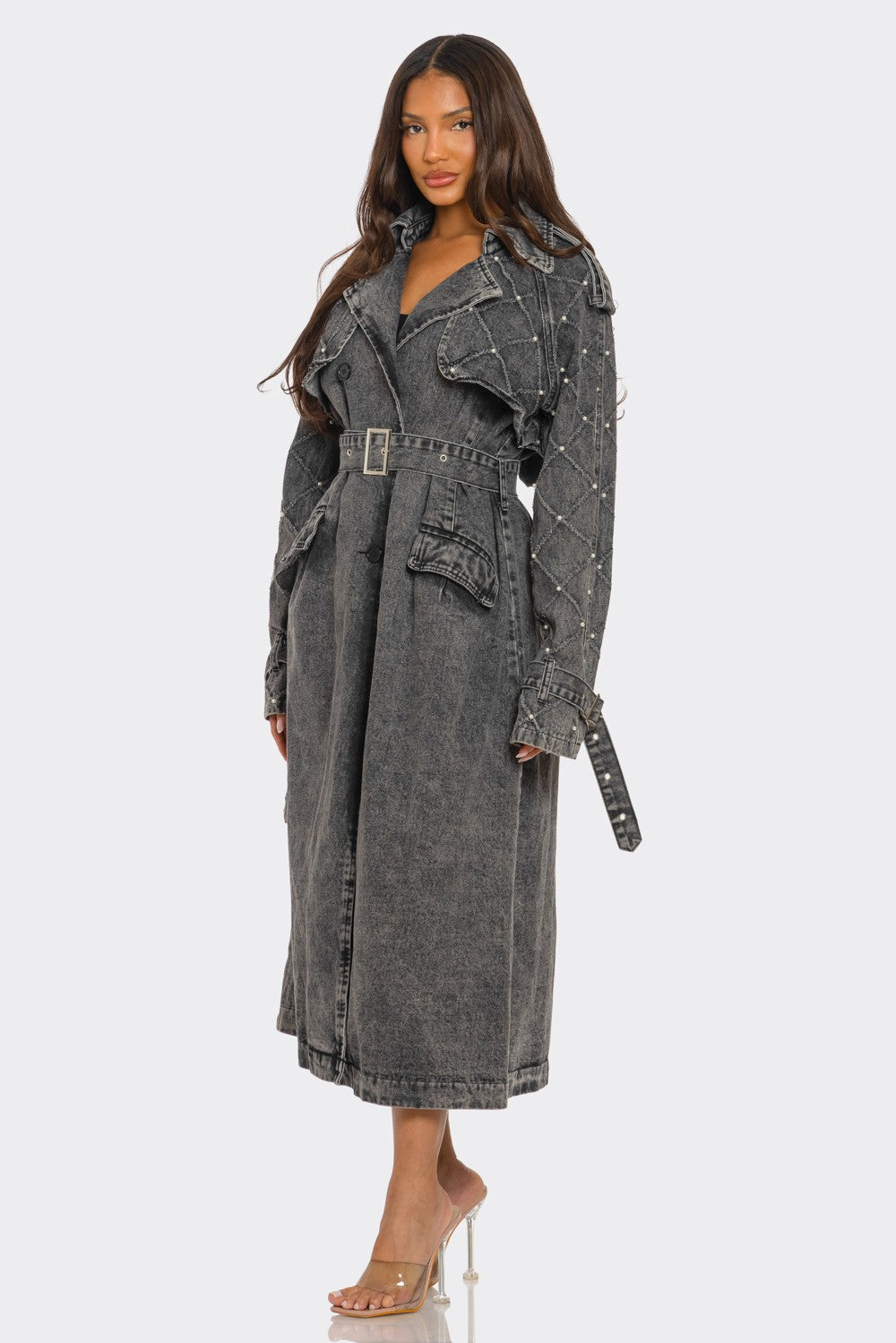 Distressed Denim Trench Coat view 4 - Distressed Jean Coat (bottom)