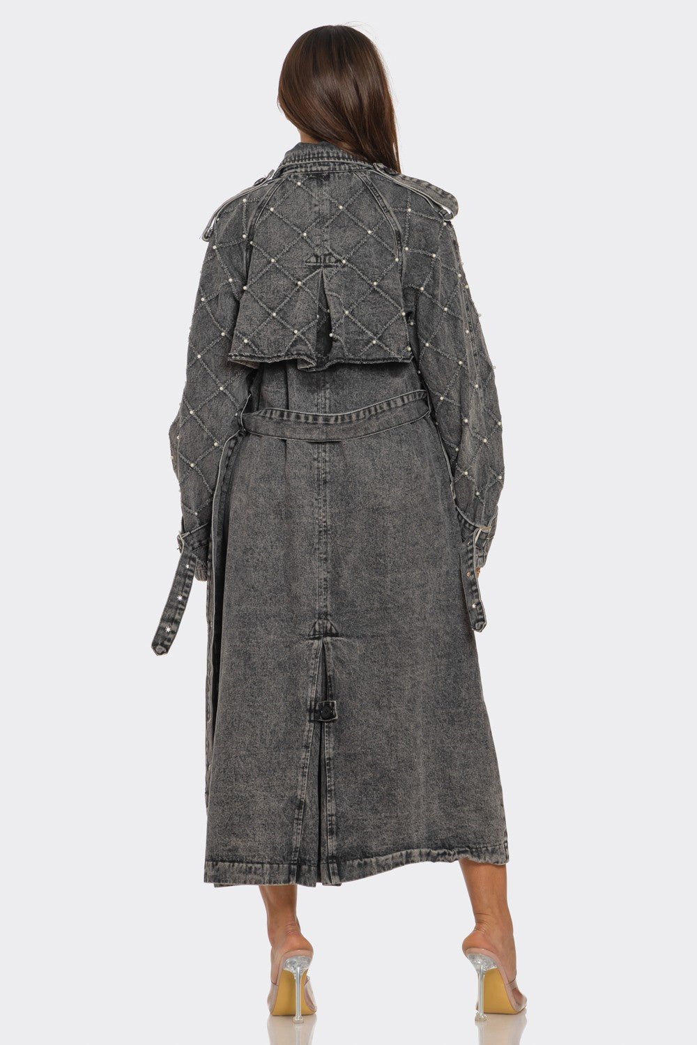 Distressed Denim Trench Coat view 5 - Distressed Jean Coat (bottom)
