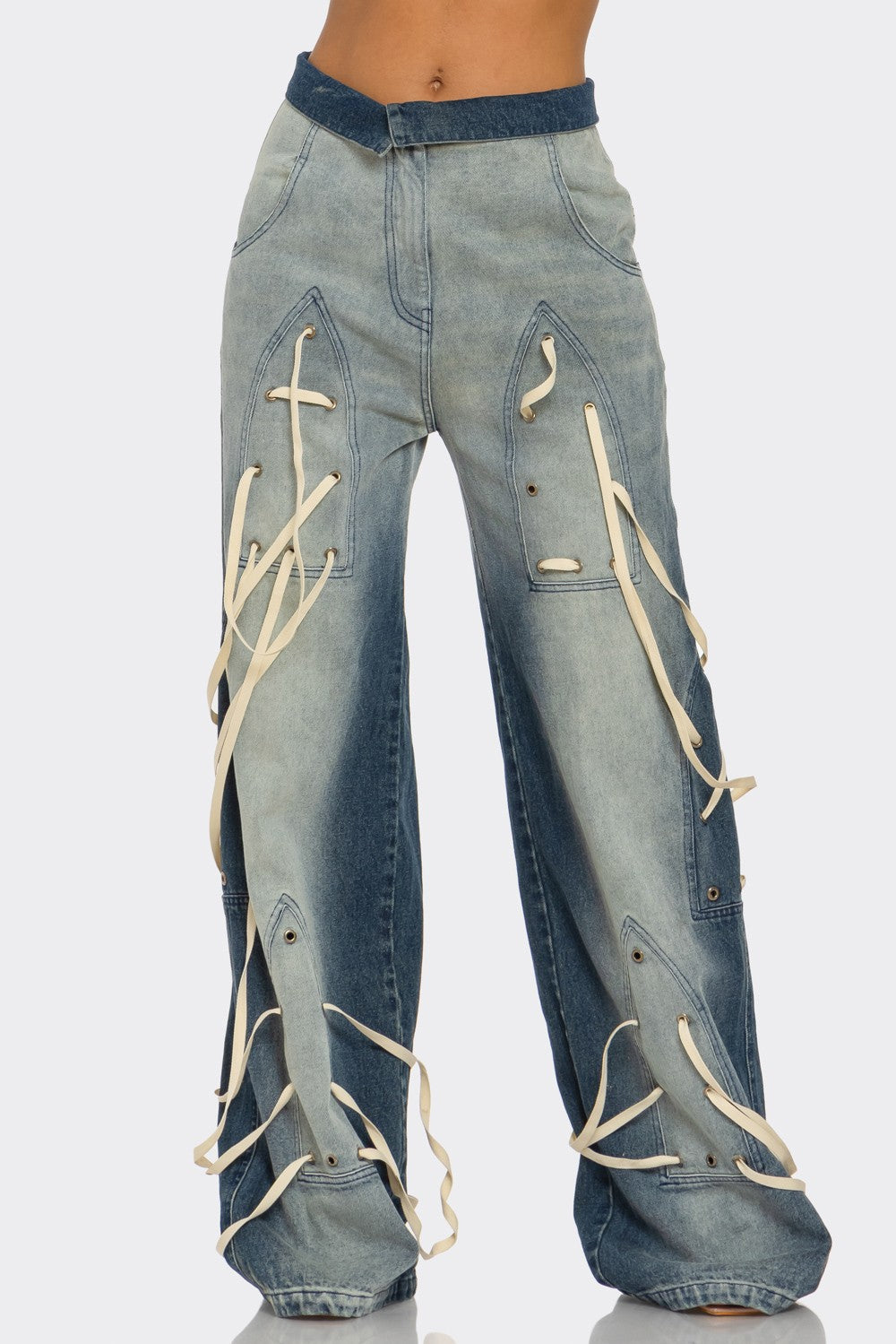 Distressed Denim Wide-leg Pants in 2XL view 6 - Distressed Denim Pants Women'S (bottom)