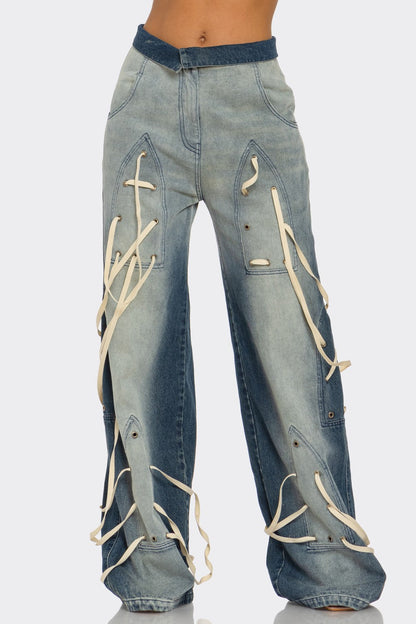 Distressed Denim Wide-leg Pants in 2XL view 6 - Distressed Denim Pants Women'S (bottom)