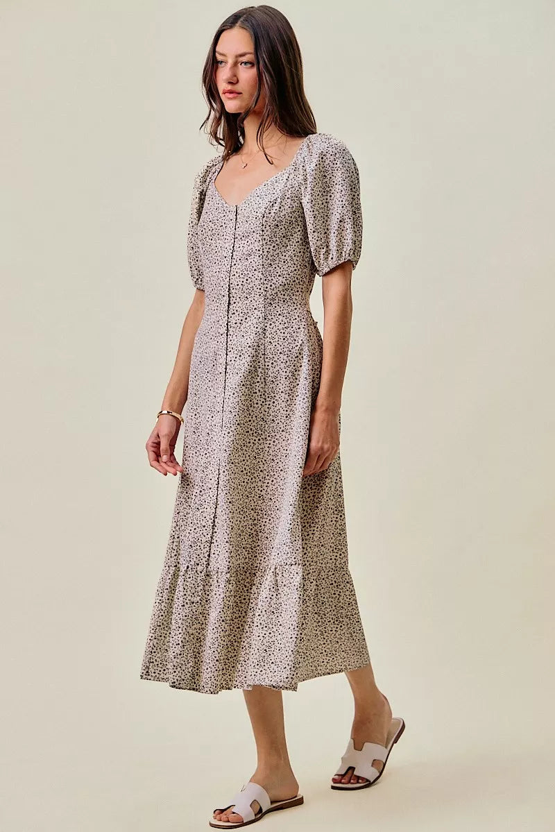 So Me Ditsy Floral Self Belt on Elastic Waist Maxi Dress view 9 (dress) - ditsy floral dress maxi, dits - shop at us.meeeshop