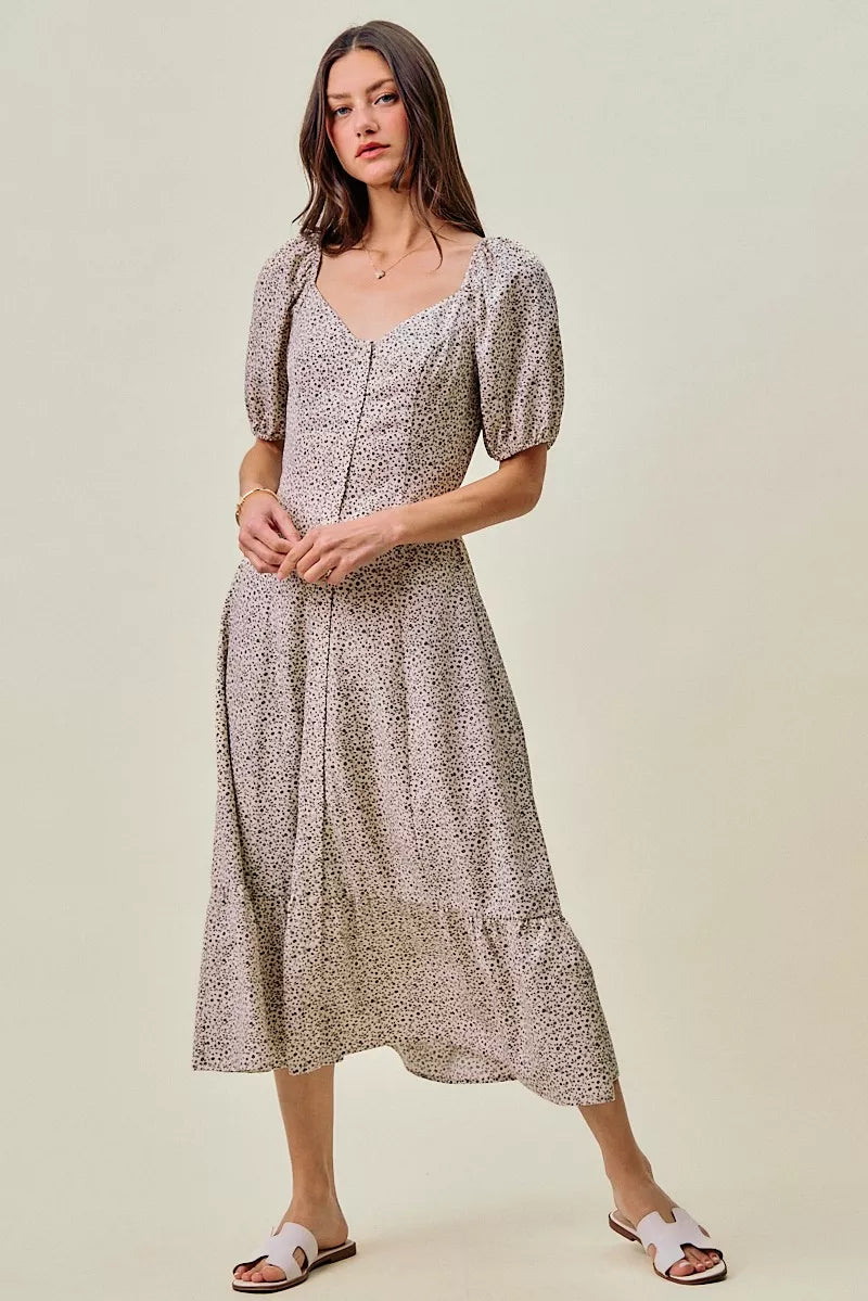 So Me Ditsy Floral Self Belt on Elastic Waist Maxi Dress view 10 (dress) - ditsy floral dress maxi, dit - shop at us.meeeshop