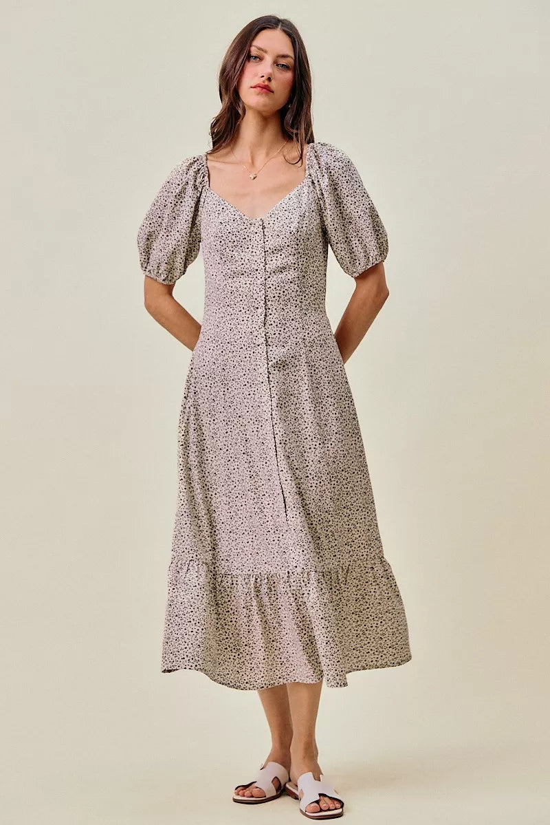 So Me Ditsy Floral Self Belt on Elastic Waist Maxi Dress view 11 (dress) - ditsy floral dress maxi, dit - shop at us.meeeshop