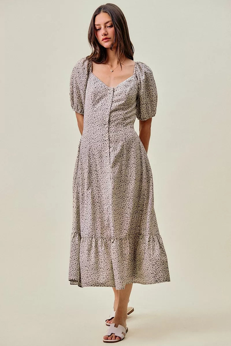 So Me Ditsy Floral Self Belt on Elastic Waist Maxi Dress view 6 (dress) - ditsy floral dress maxi, dits - shop at us.meeeshop