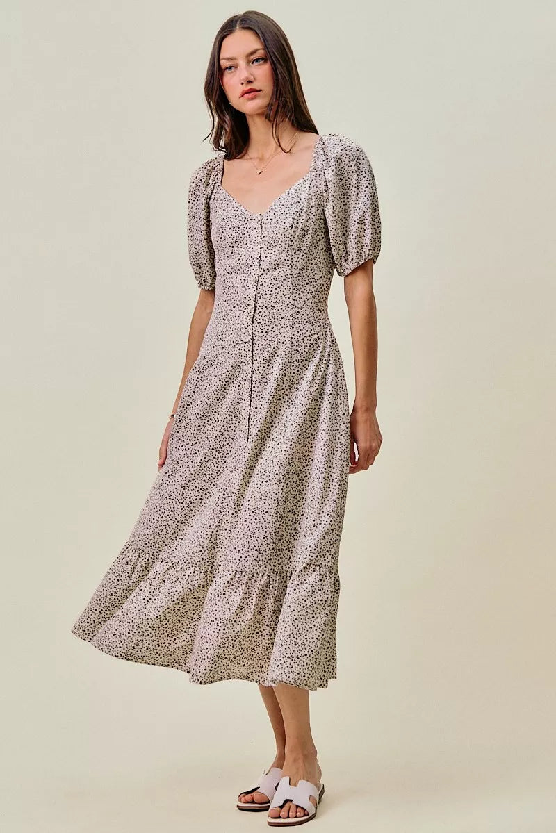 So Me Ditsy Floral Self Belt on Elastic Waist Maxi Dress view 7 (dress) - ditsy floral dress maxi, dits - shop at us.meeeshop