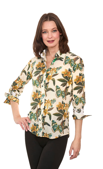 Dizzy-lizzie 3/4 Sleeve Rome Shirt Butterfly Print in S view 2 - Printing T Shirt Cost (top)