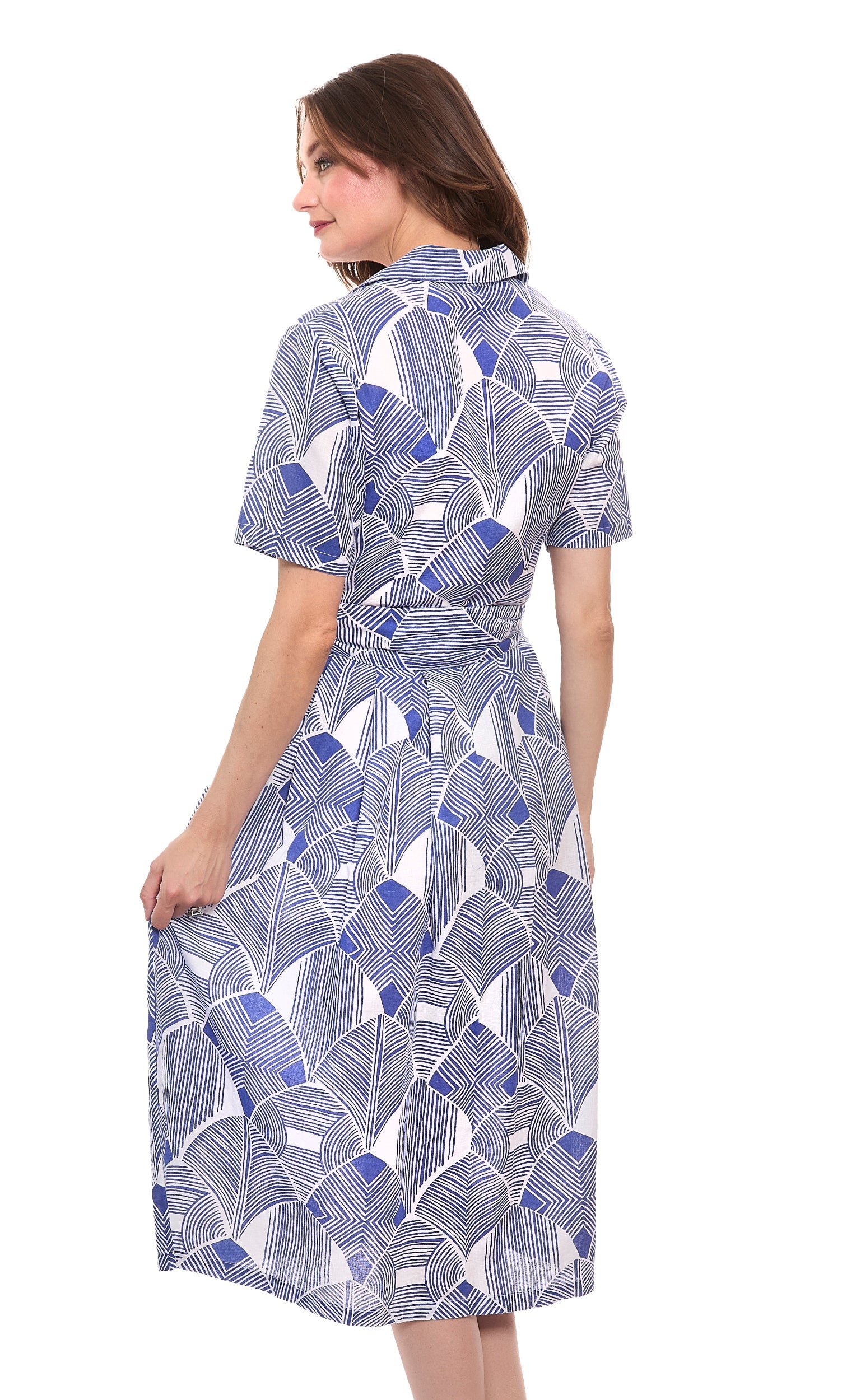 Dizzy-lizzie Hudson Tiered Dress Navy White Geo in L view 4 - Hudson Plisse Tiered Dress