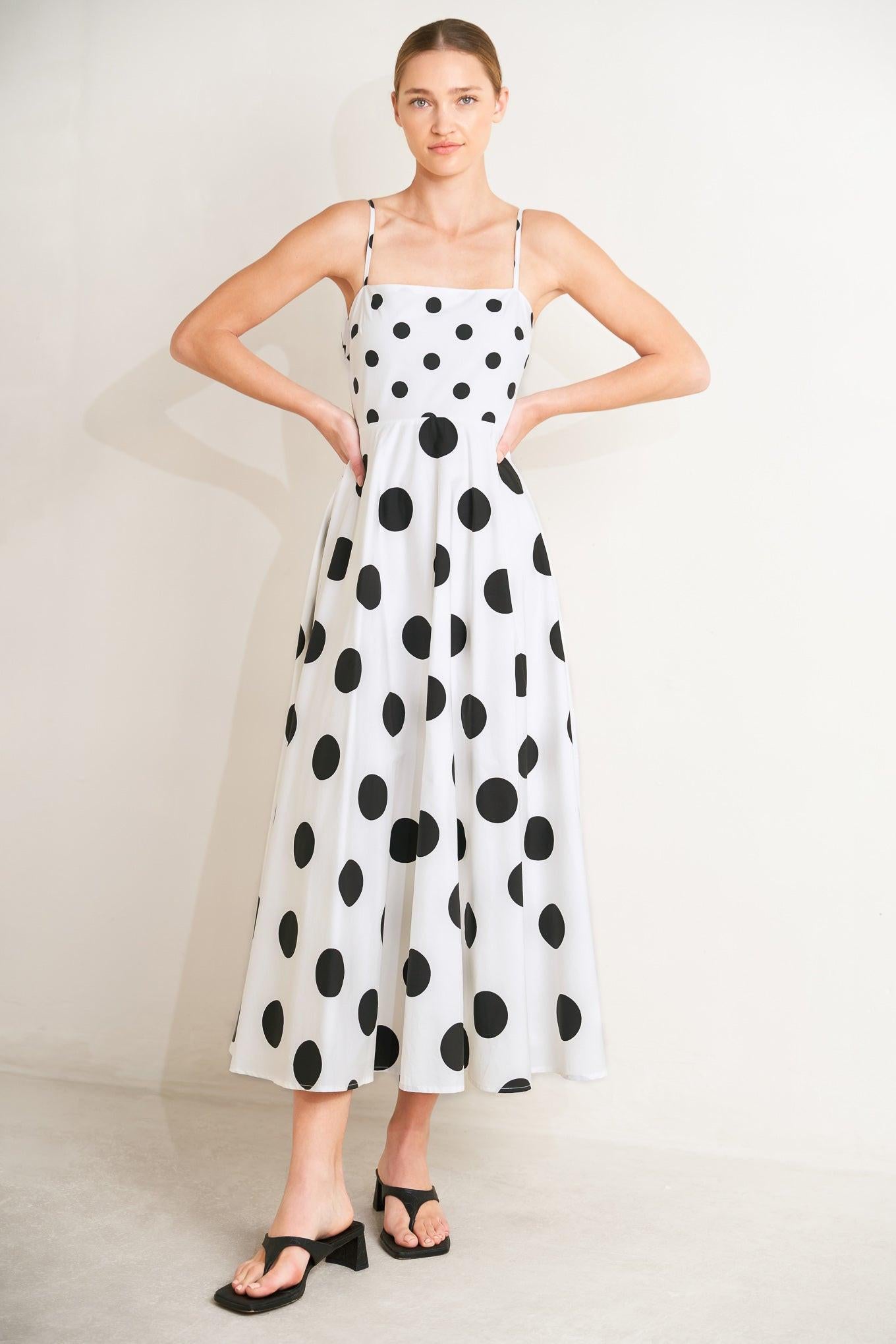 Dolce Vita Polka Dot Woven Midi Dress in BROWN/WHITE view 7 - Pol Dress