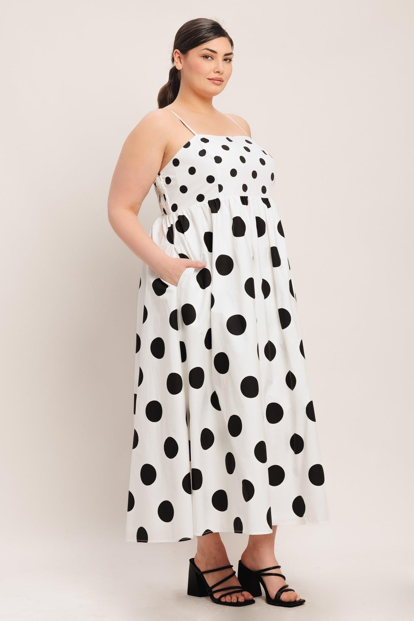 Dolce Vita Polka Dot Woven Midi Dress in BROWN/WHITE view 9 - Pol Dress