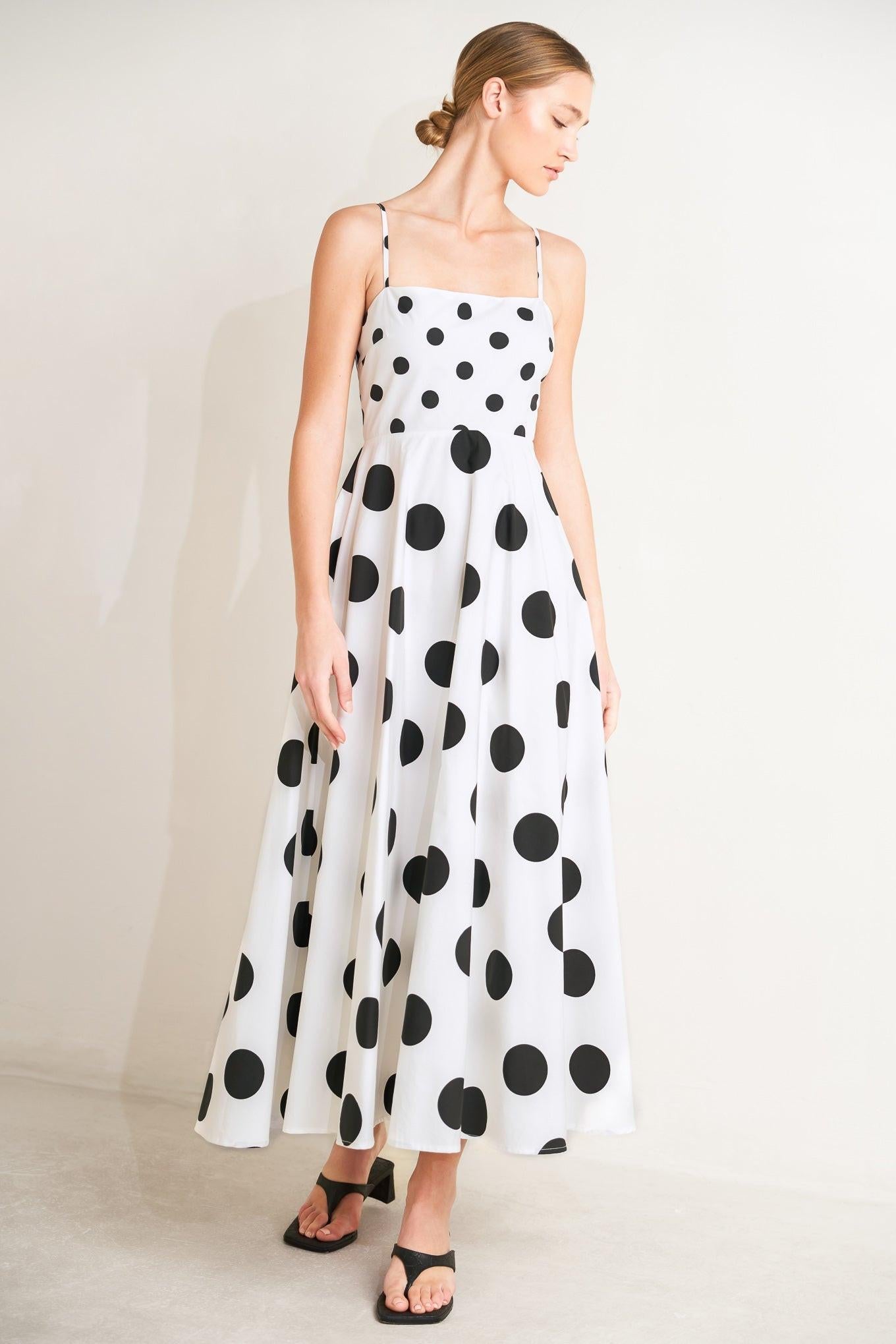 Dolce Vita Polka Dot Woven Midi Dress in WHITE/BLACK view 2 - Pol Dress