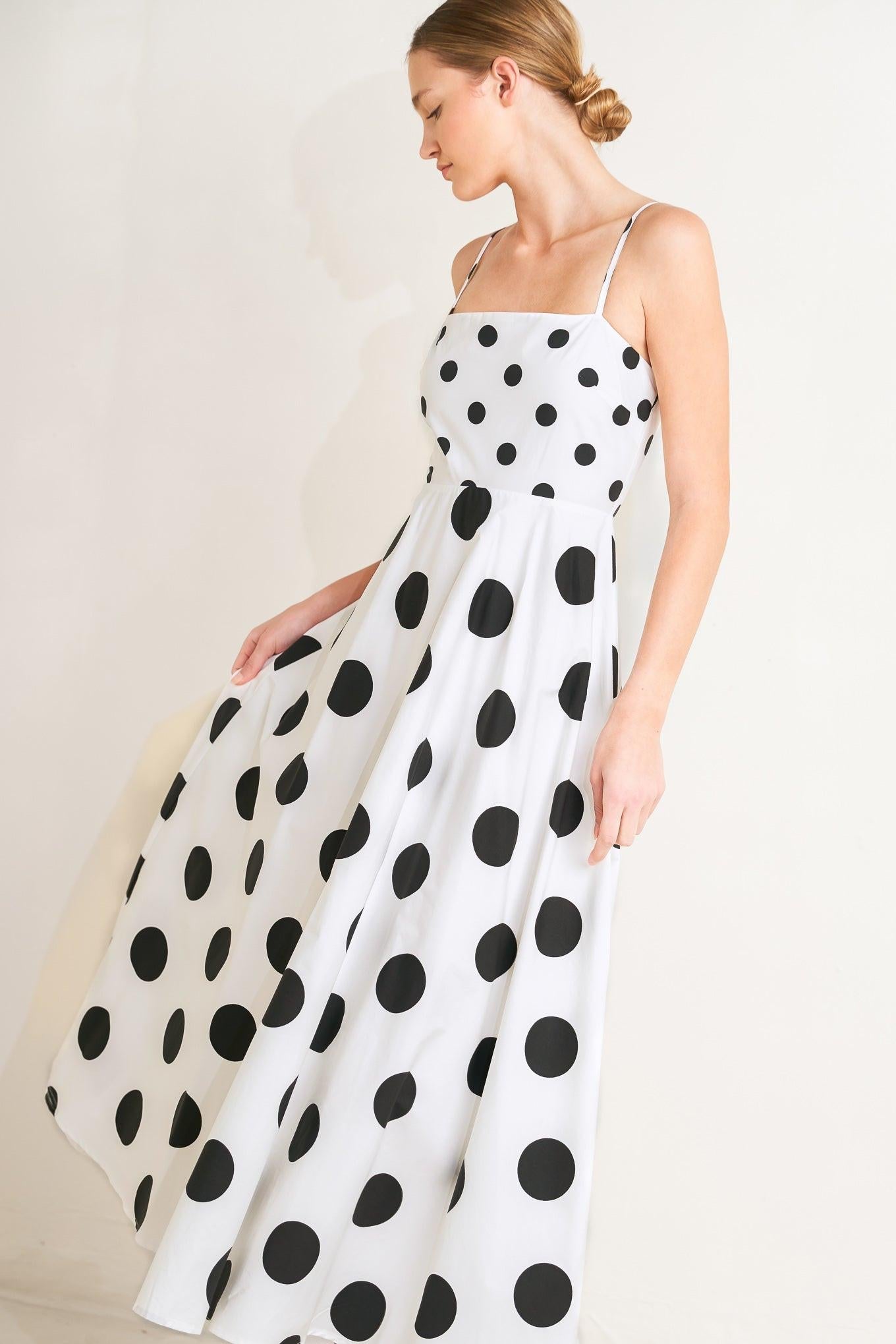 Dolce Vita Polka Dot Woven Midi Dress in WHITE/BLACK view 4 - Pol Dress
