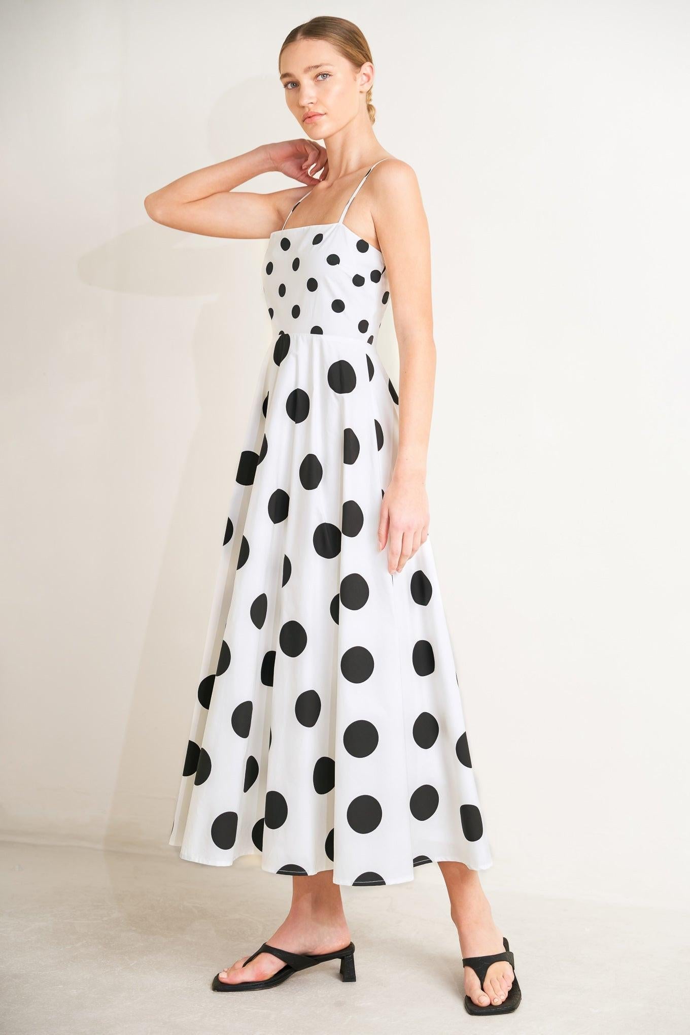Dolce Vita Polka Dot Woven Midi Dress in WHITE/BLACK view 5 - Pol Dress