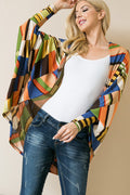 Dolman Open Front Cardigan Orange Combo (top) - dolman sleeve open front cardigan, how to wear a scarf  - shop at us.meeeshop