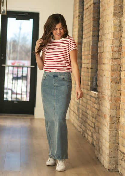 Donna Classic Wash Maxi Denim Skirt in 12 view 5 (dress)