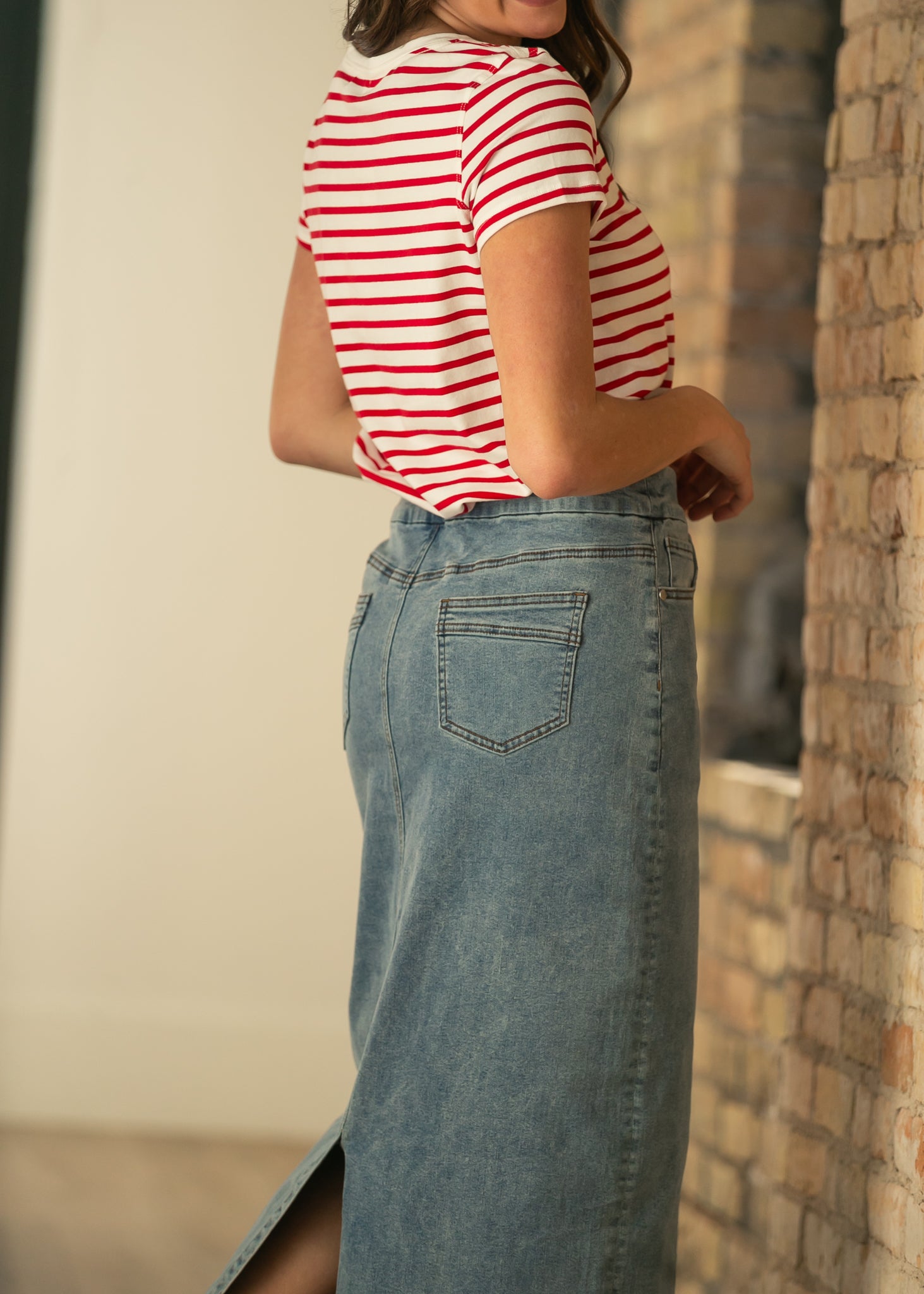Donna Classic Wash Maxi Denim Skirt view 9 (dress)