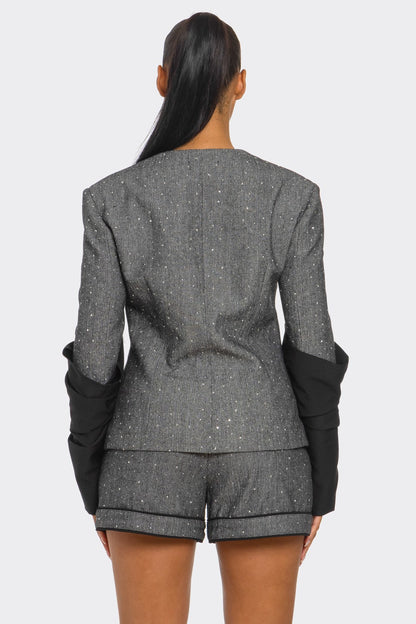 Double-breasted Tweed Blazer and Shorts Set - MeeeShop Women's Fashion