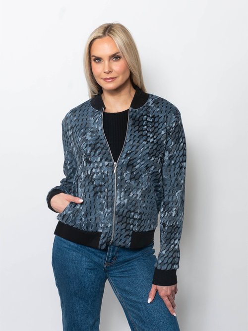 Double Knit Jacquard Bomber Jacket in Quebec view 2 - Fall Wardrobe Essential - Double Knit Jacket Ralph Lauren